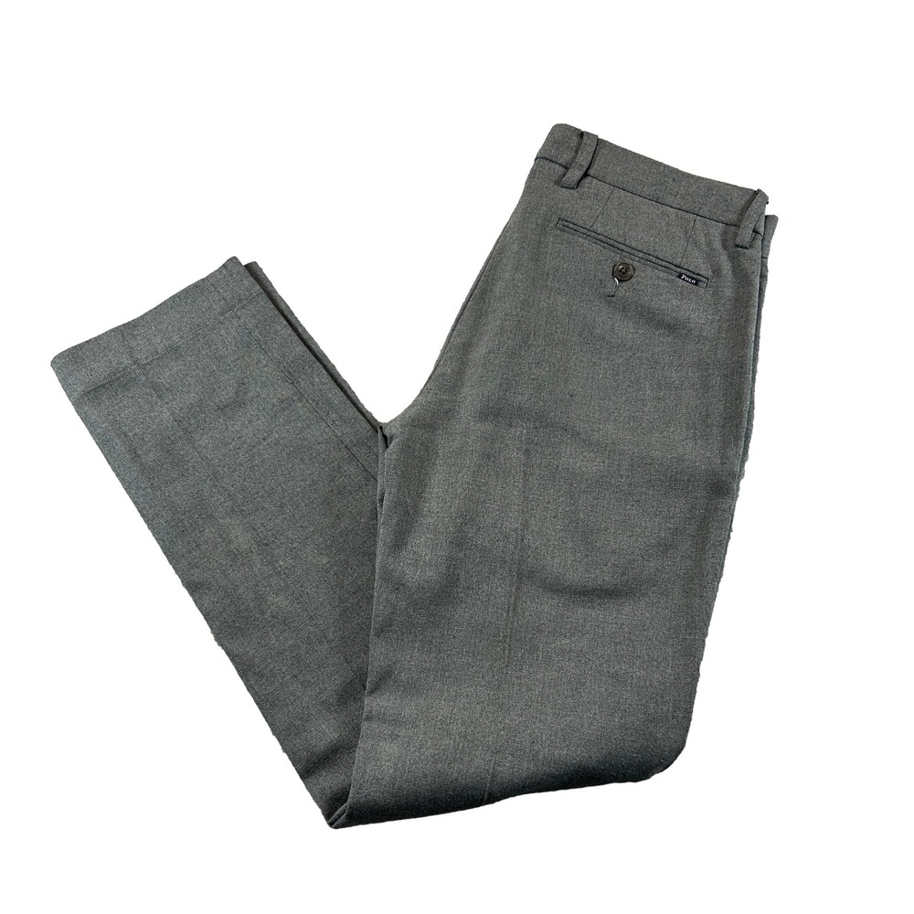 Polo Ralph Lauren Dress Pants Mens 30x30 Gray Slim Stretch Flat Front Newport